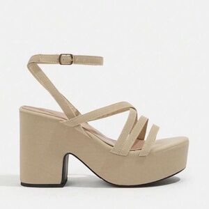 Neutral Platform Block Heel Sandals – Size [USA 8]